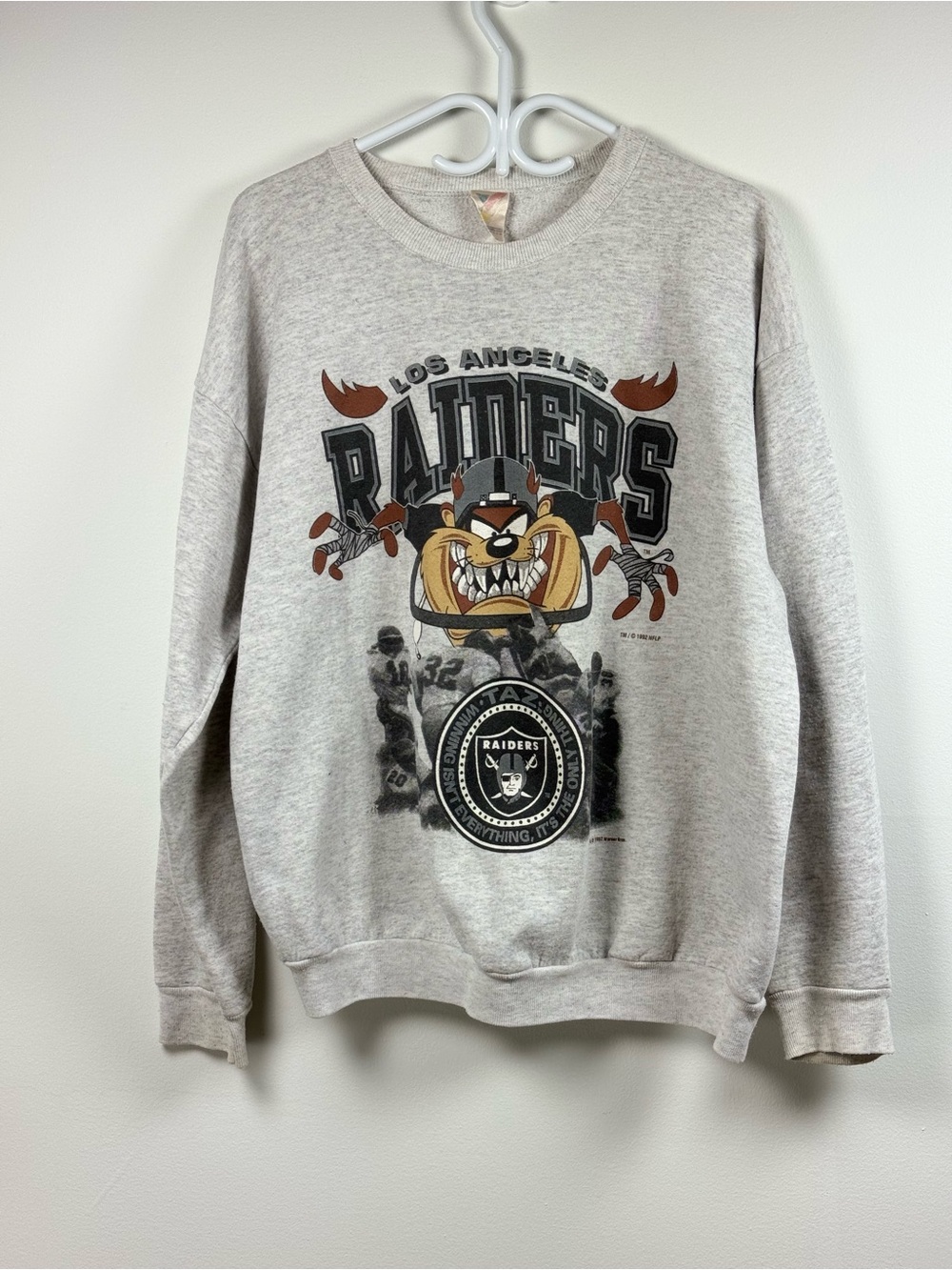 Vintage 1992 Los Angeles Raiders Taz Warner Bros. Crewneck sweater size XL